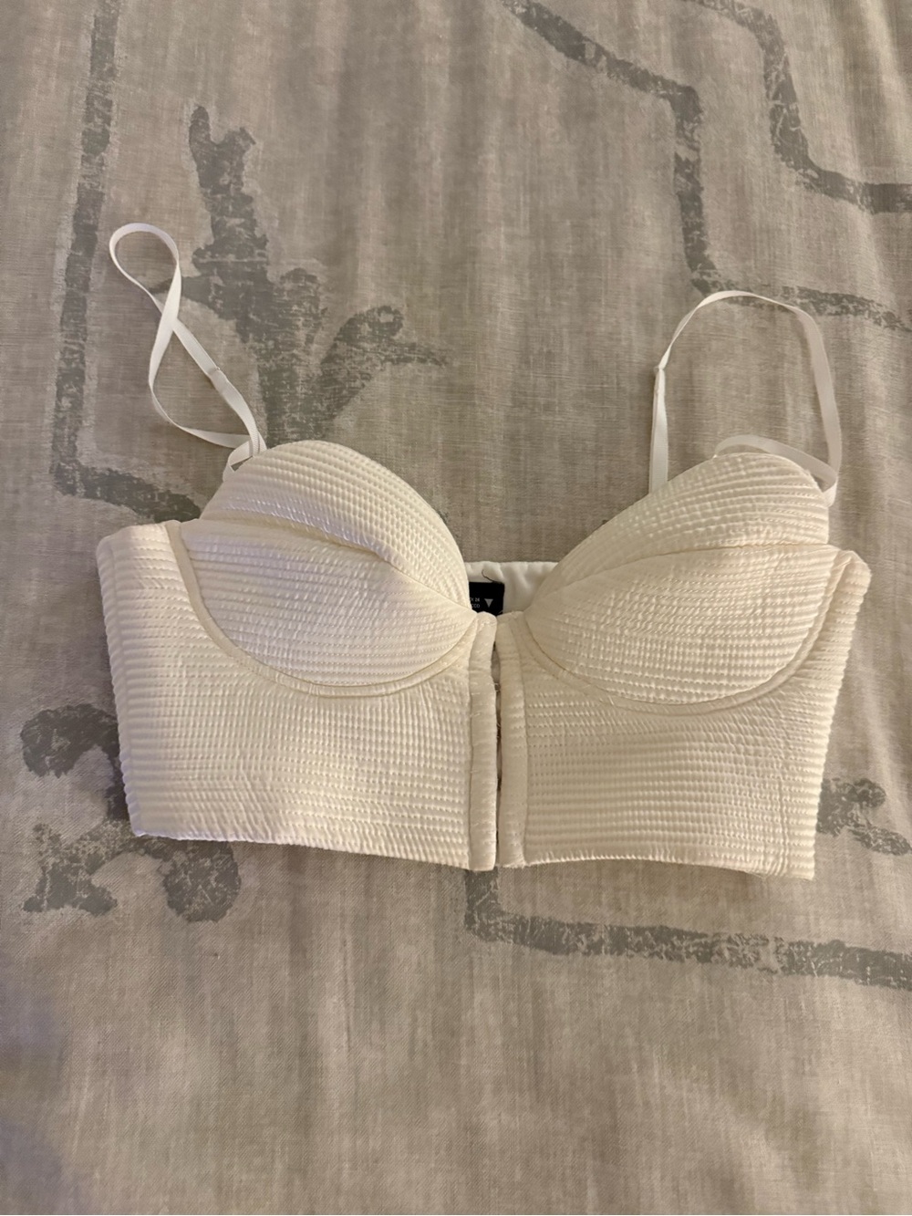 Zara Cream Textured Longline Bra Top